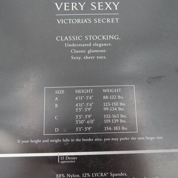 Victorias Secret Very Sexy Size C 15 Denier Black Classic Socking Womens NEW - Picture 5 of 8
